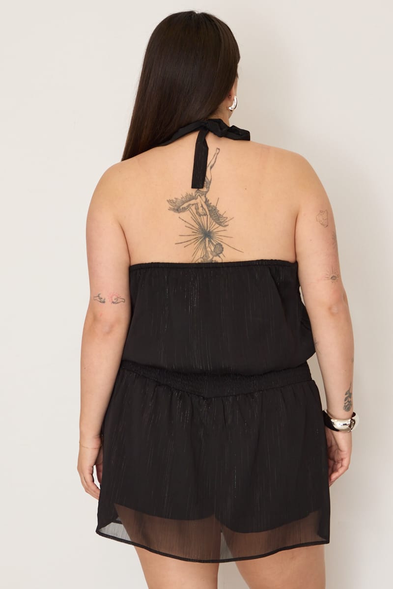 Black Halter Neck Dress Sleeveless Chiffon for YouandAll Fashion