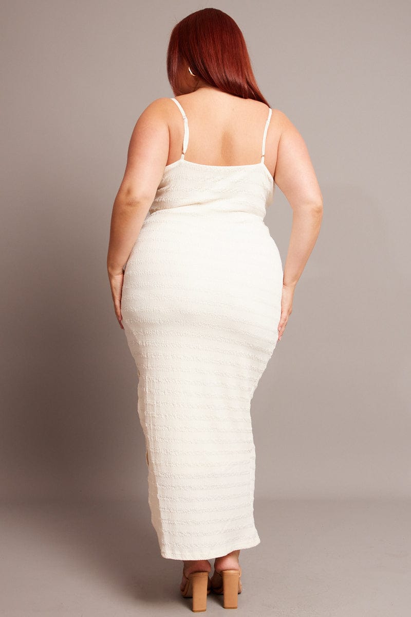 White Textured Maxi Dress for YouandAll Fashion