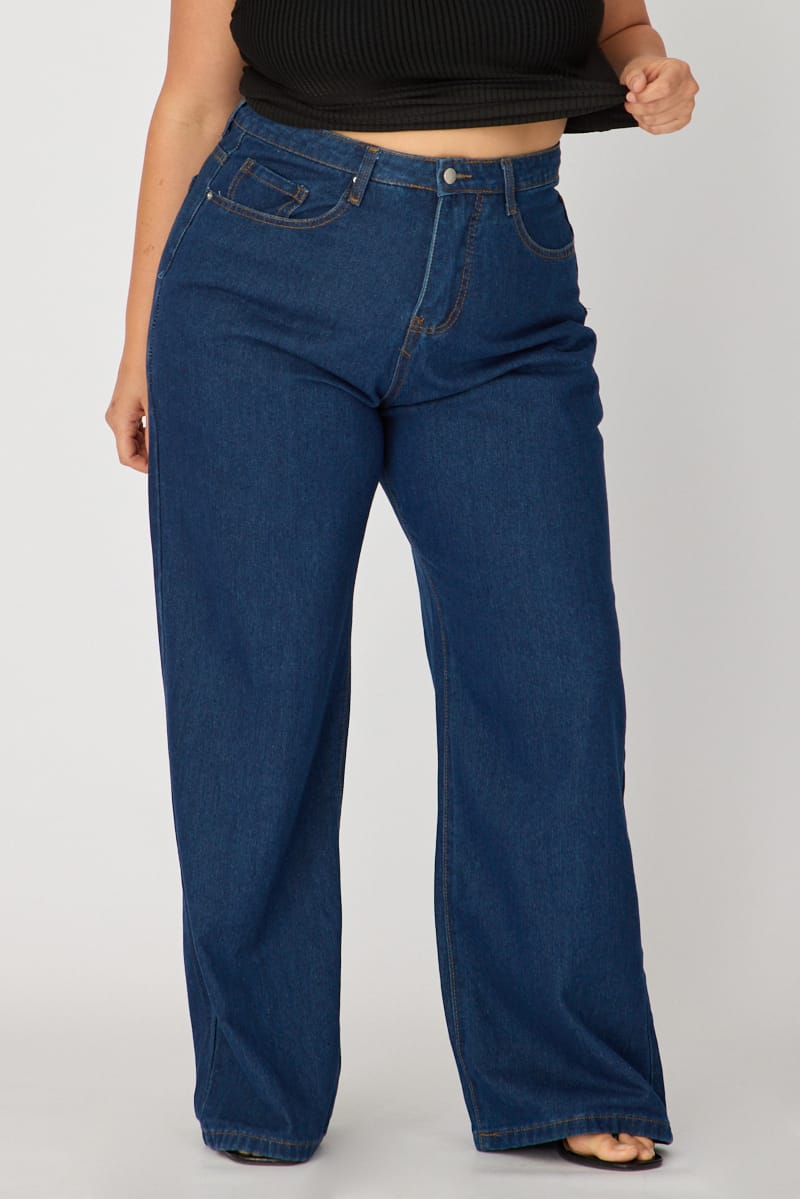 Denim Slim Wide Jeans Mid Rise for YouandAll Fashion