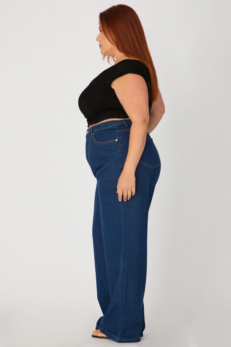 Denim Slim Wide Jeans Mid Rise for YouandAll Fashion