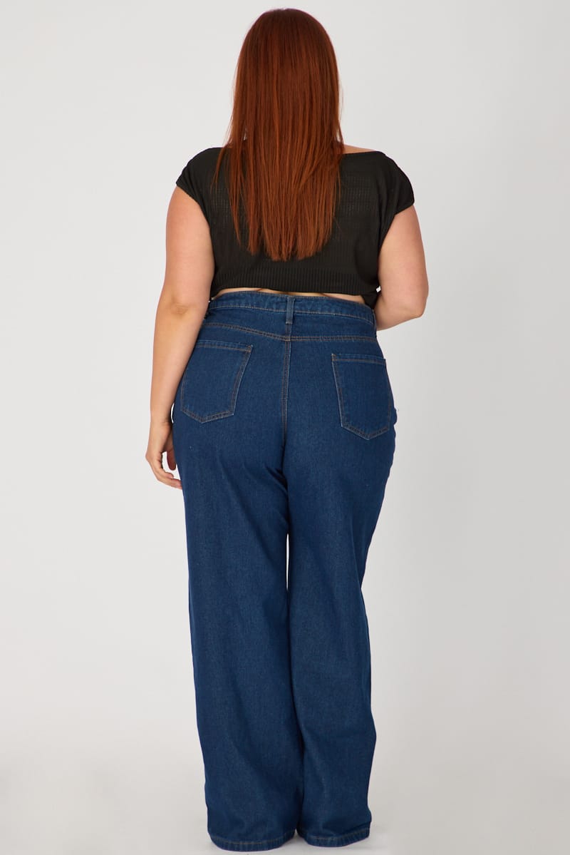Denim Slim Wide Jeans Mid Rise for YouandAll Fashion