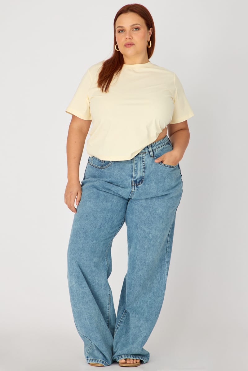 Denim Slim Wide Jeans Mid Rise for YouandAll Fashion