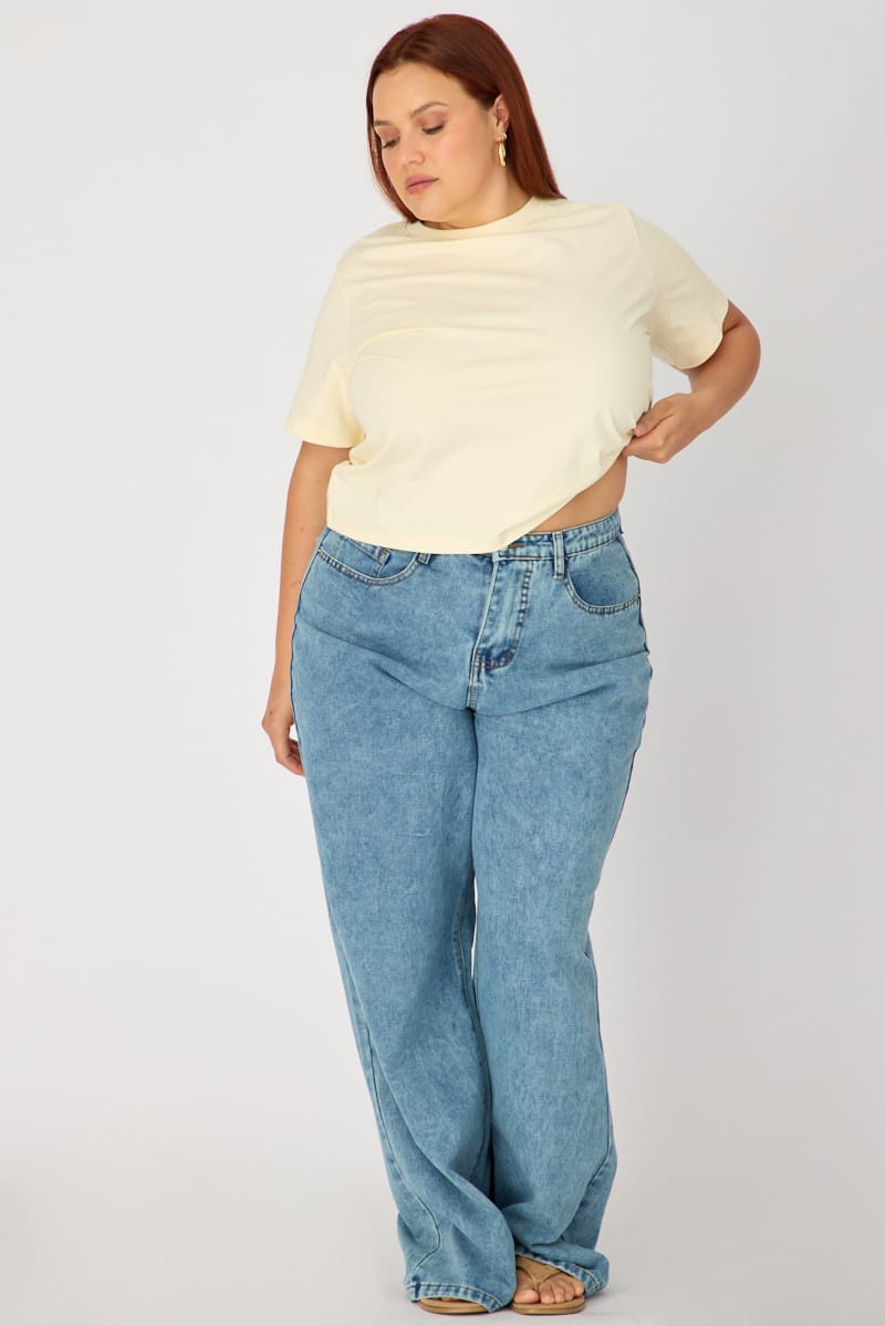 Denim Slim Wide Jeans Mid Rise for YouandAll Fashion