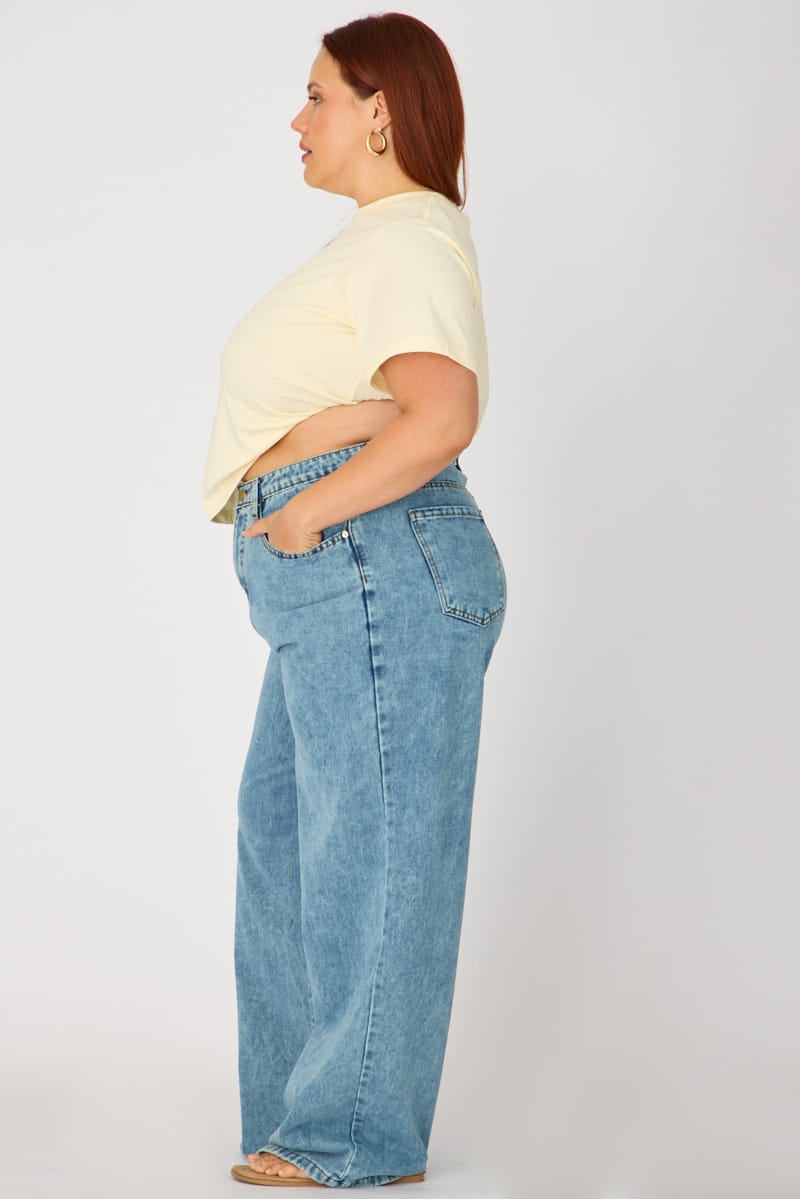 Denim Slim Wide Jeans Mid Rise for YouandAll Fashion