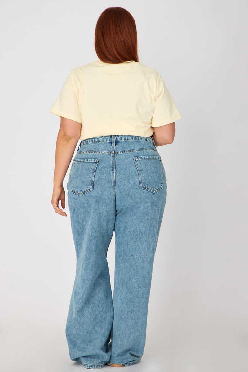 Denim Slim Wide Jeans Mid Rise for YouandAll Fashion