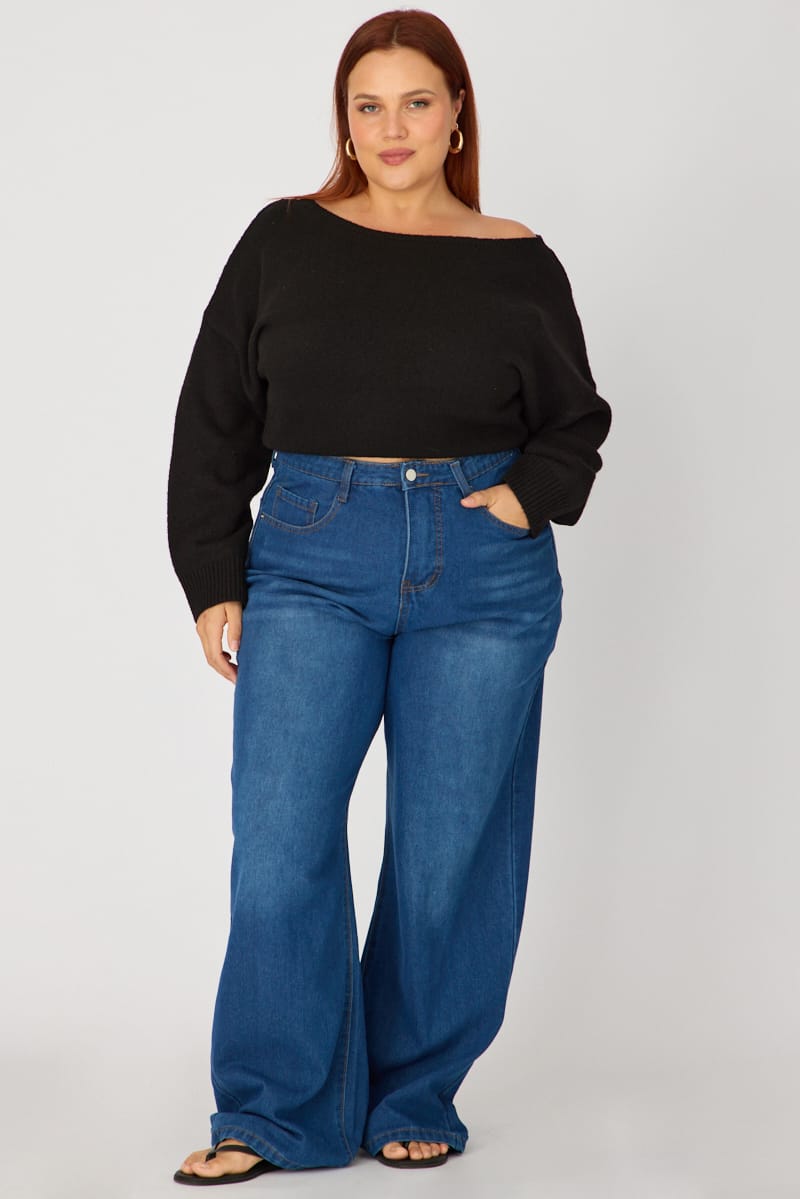 Denim Slim Wide Jeans Mid Rise for YouandAll Fashion