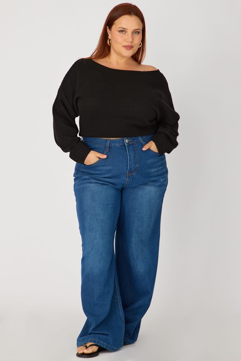 Denim Slim Wide Jeans Mid Rise for YouandAll Fashion