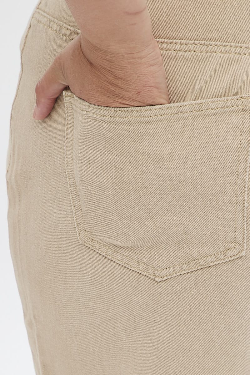 Beige Wide Leg Denim Jeans High Rise for YouandAll Fashion