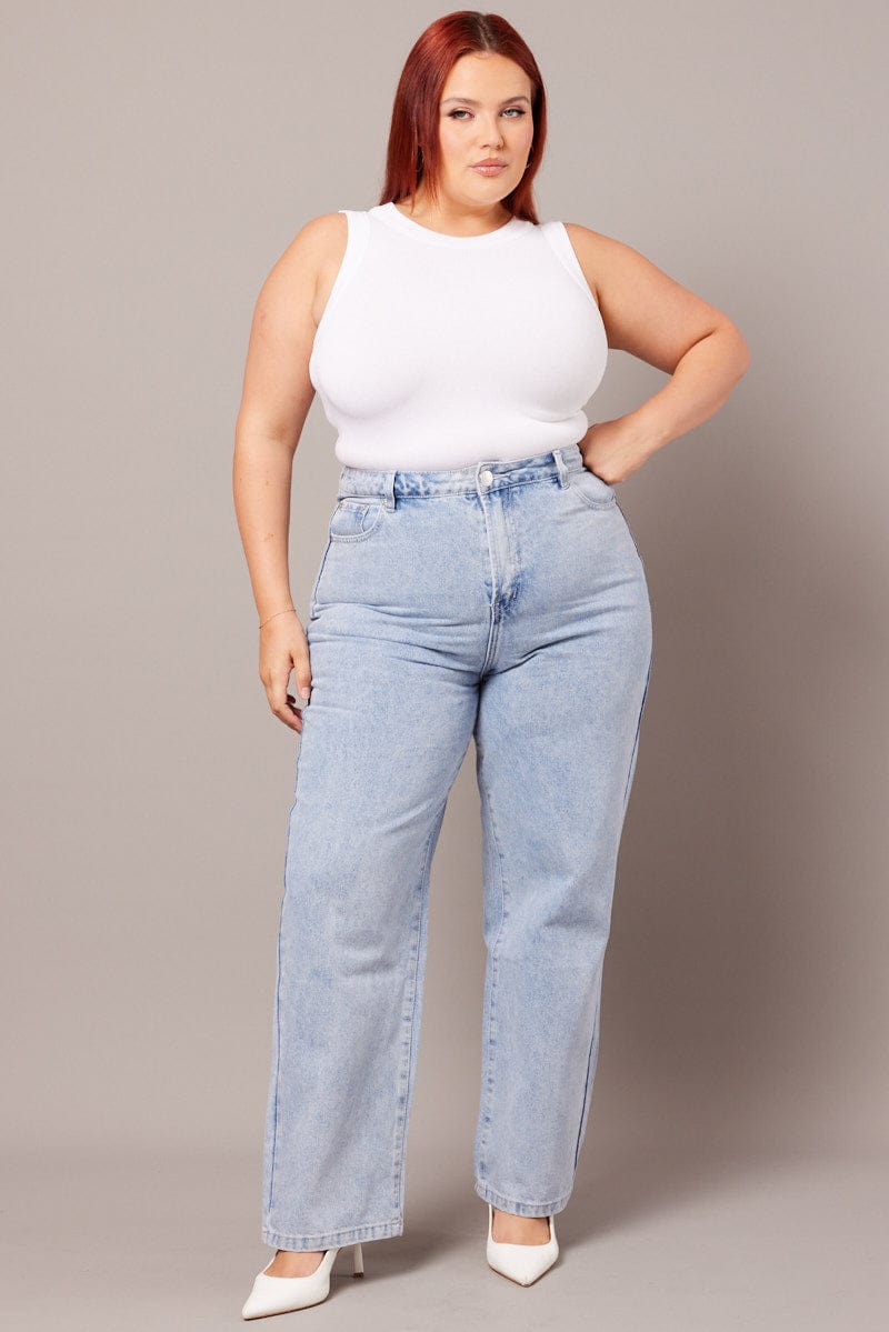 Denim Wide Leg Jeans High Rise for YouandAll Fashion