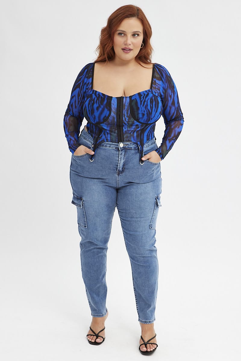 Denim Cargo Skinny Jeans High Rise for YouandAll Fashion