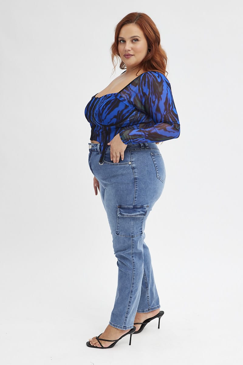 Denim Cargo Skinny Jeans High Rise for YouandAll Fashion