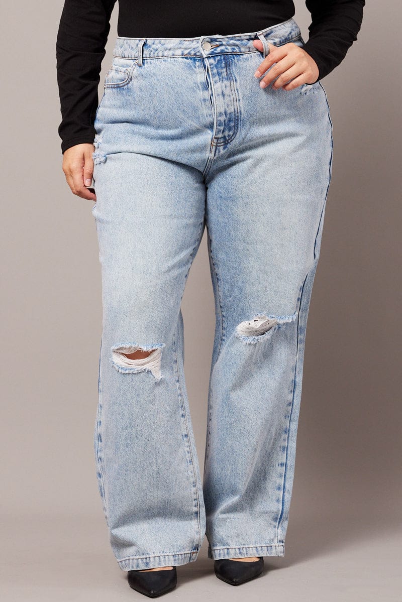 Denim Straight Jeans High Rise for YouandAll Fashion