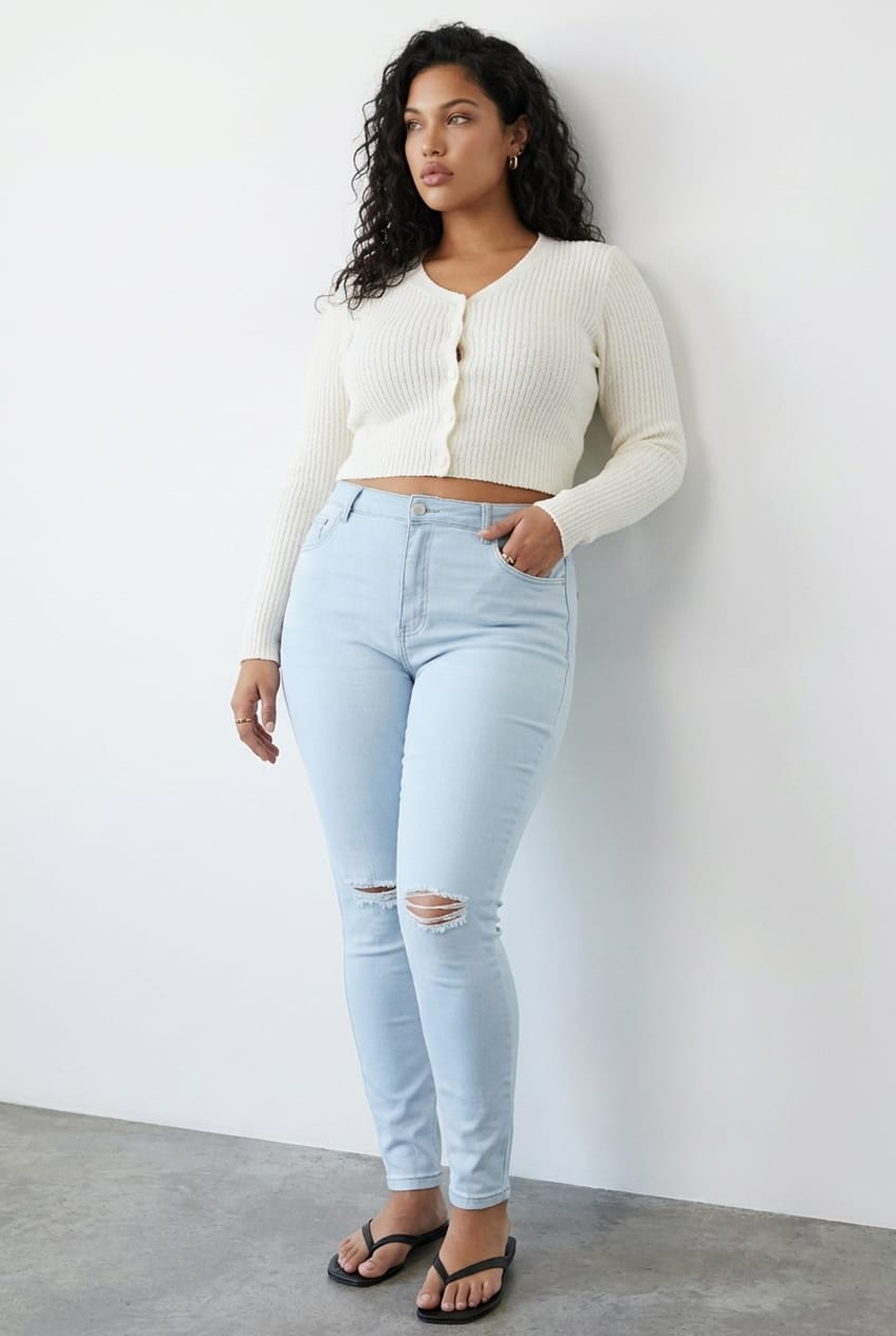 Denim Skinny Jeans High Rise for YouandAll Fashion