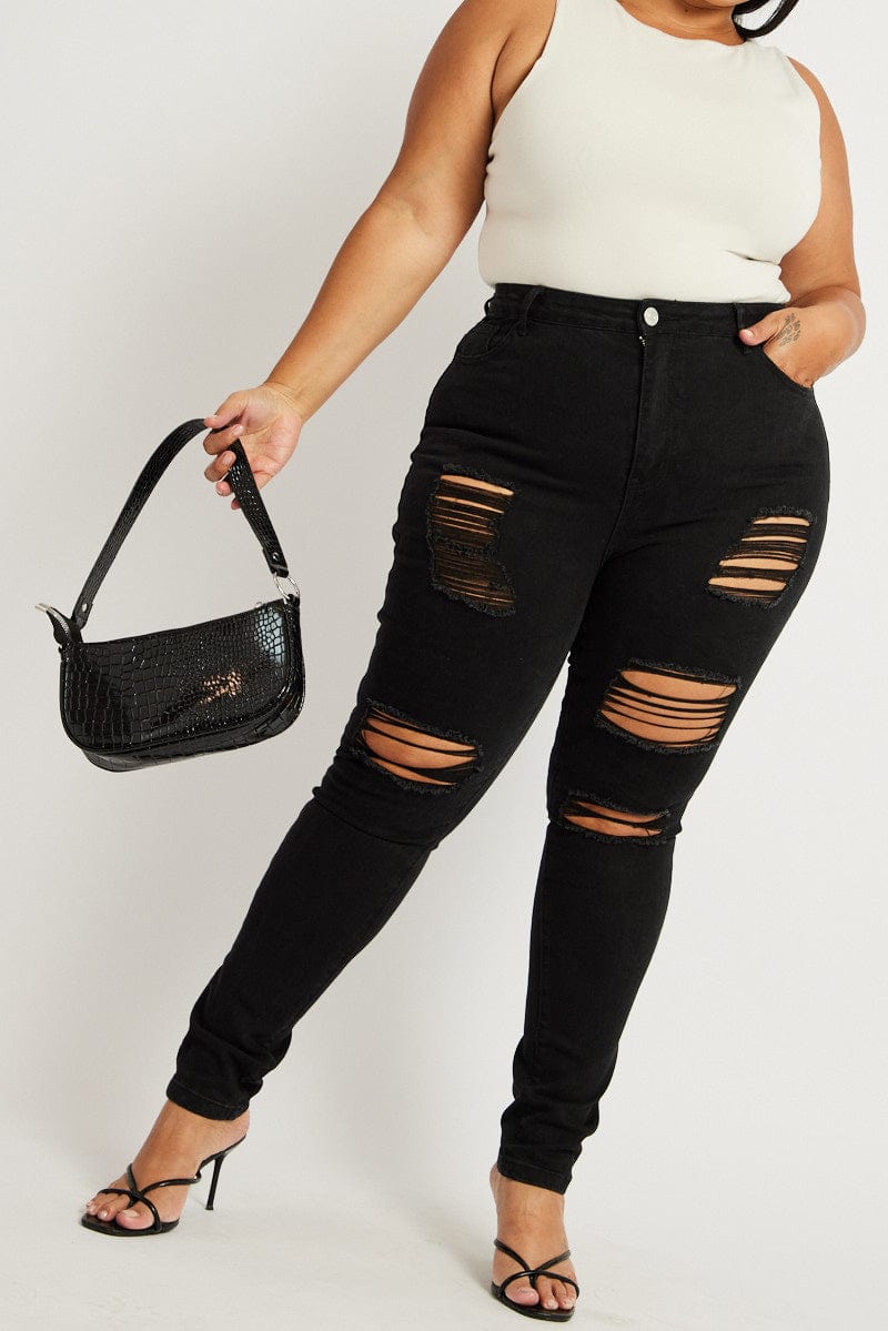 Black Skinny Jeans High Rise for YouandAll Fashion