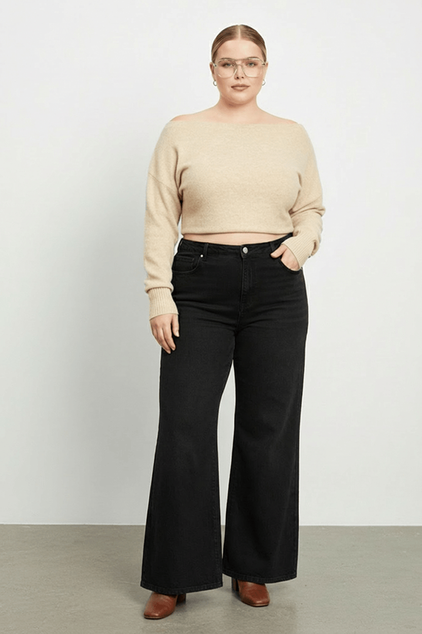 Denim Wide Leg Denim High Rise Stretch for YouandAll Fashion