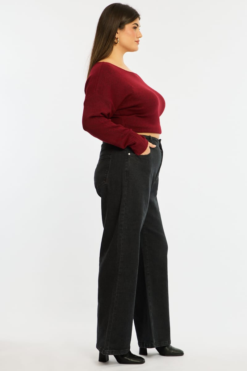 Denim Wide Leg Denim High Rise Stretch for YouandAll Fashion