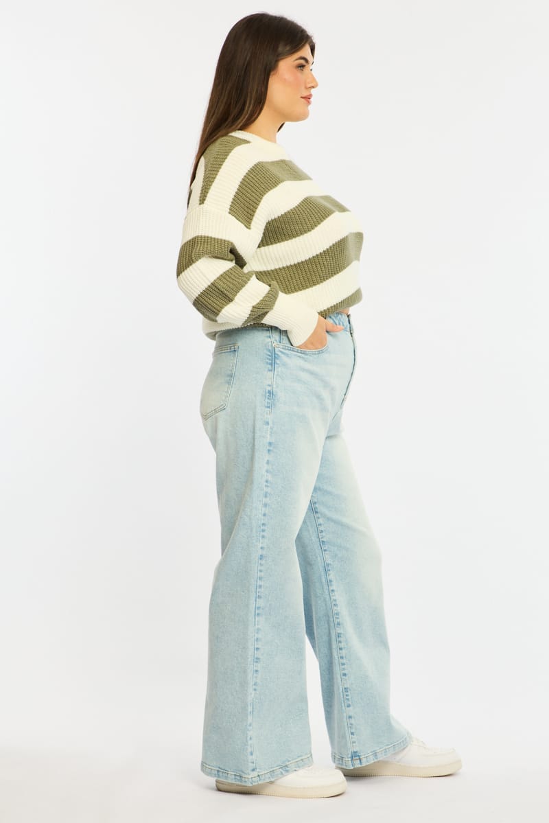 Denim Wide Leg Denim High Rise Stretch for YouandAll Fashion