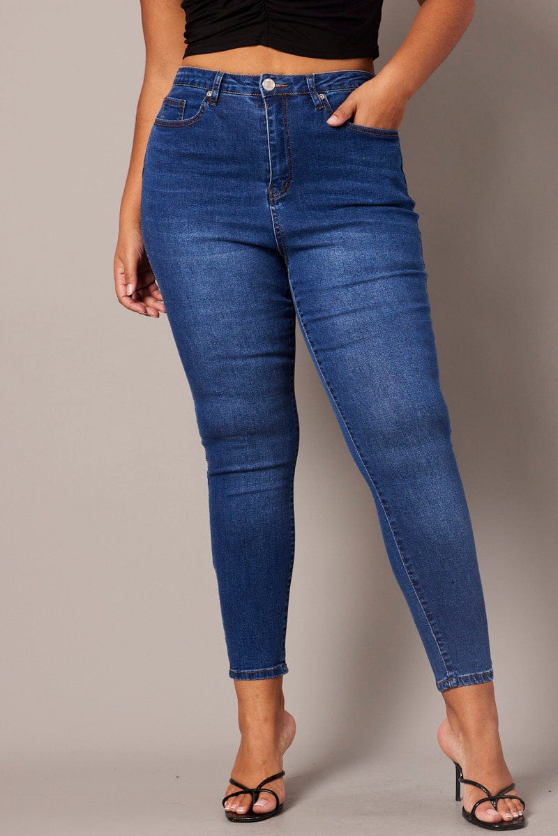 Denim Skinny Jeans High Rise for YouandAll Fashion