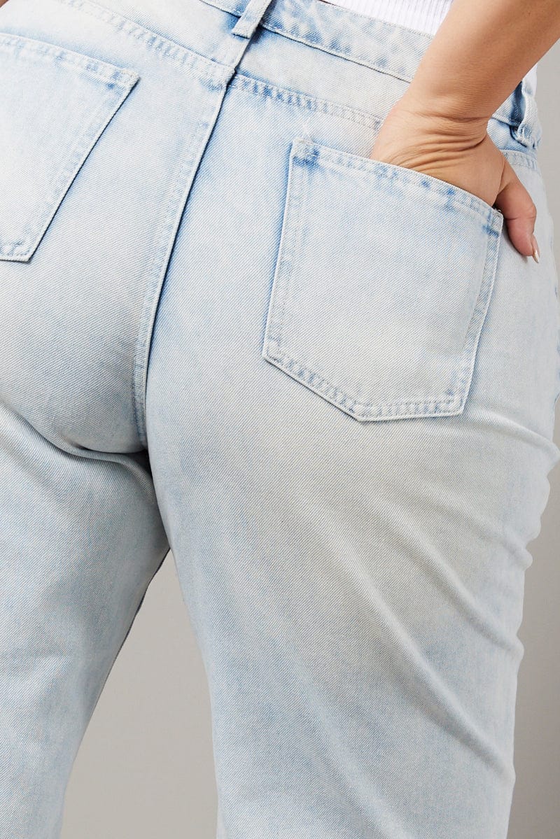 Denim Mom Jeans High Rise Acid Wash for YouandAll Fashion
