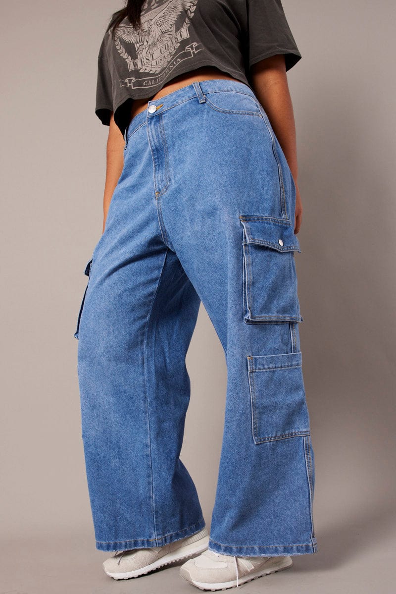 Denim Cargo Jeans Mid Rise for YouandAll Fashion
