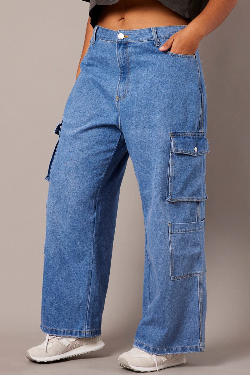 Denim Cargo Jeans Mid Rise for YouandAll Fashion