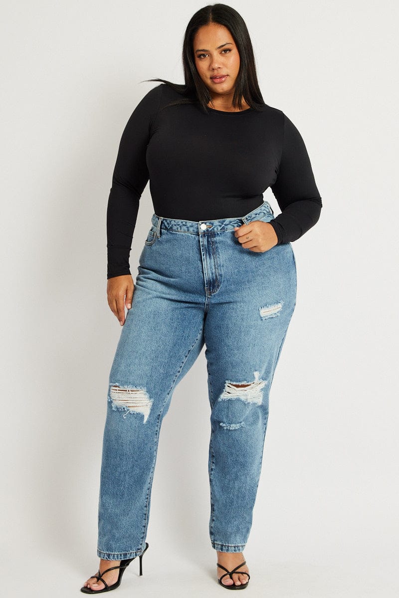 Denim Wide Leg Jeans High Rise You All - Main Image
