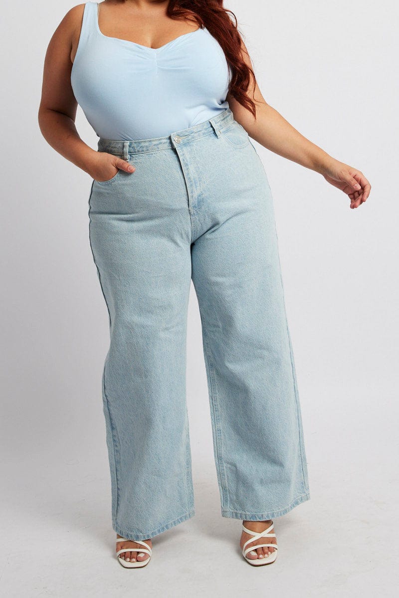 Denim Wide Leg Jeans High Rise for YouandAll Fashion