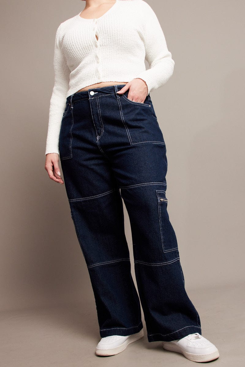 Denim Cargo Jeans Mid Rise for YouandAll Fashion