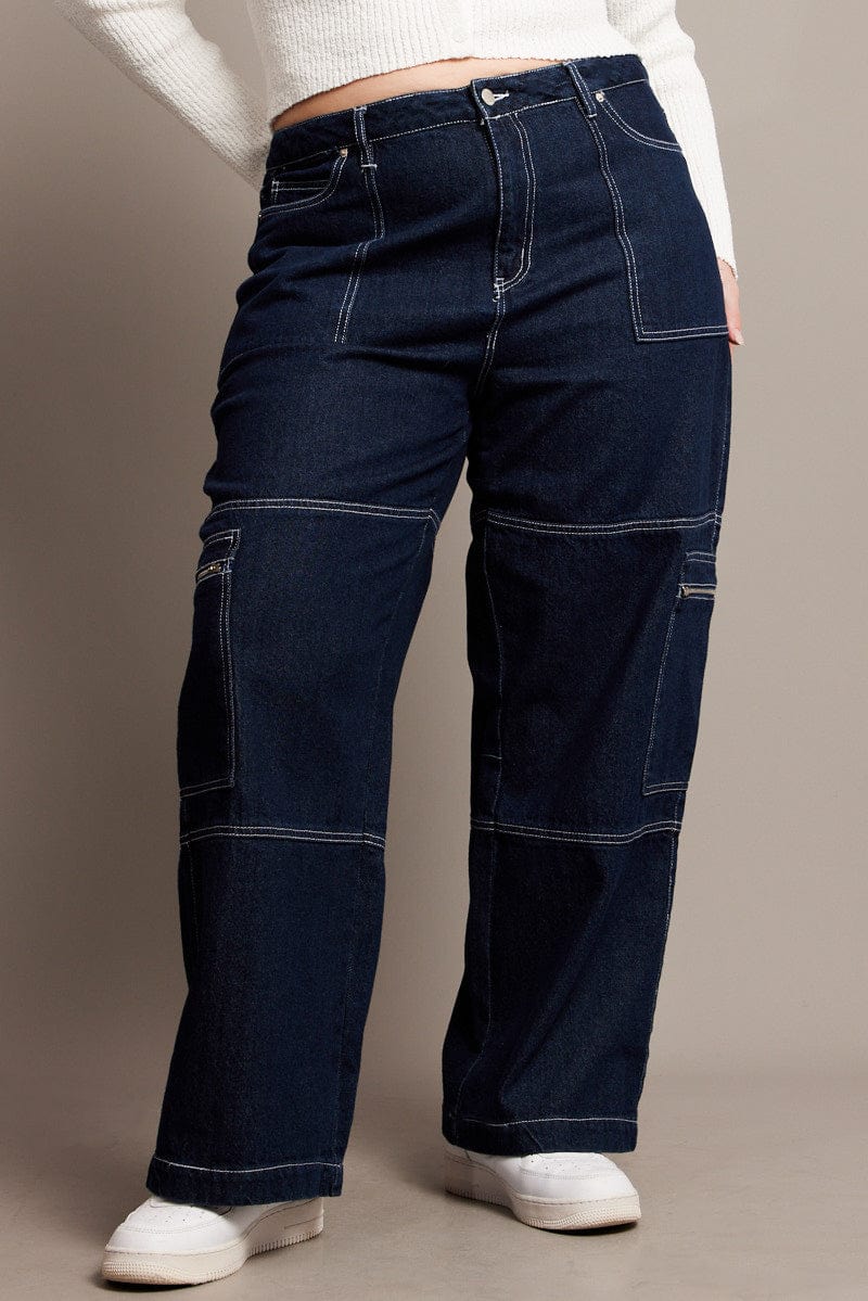 Denim Cargo Jeans Mid Rise for YouandAll Fashion