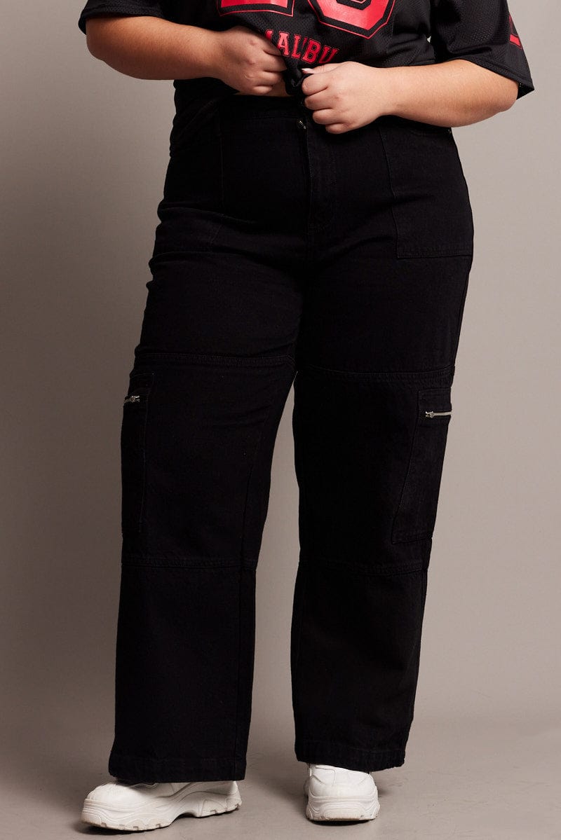 Black Cargo Jeans Mid Rise for YouandAll Fashion