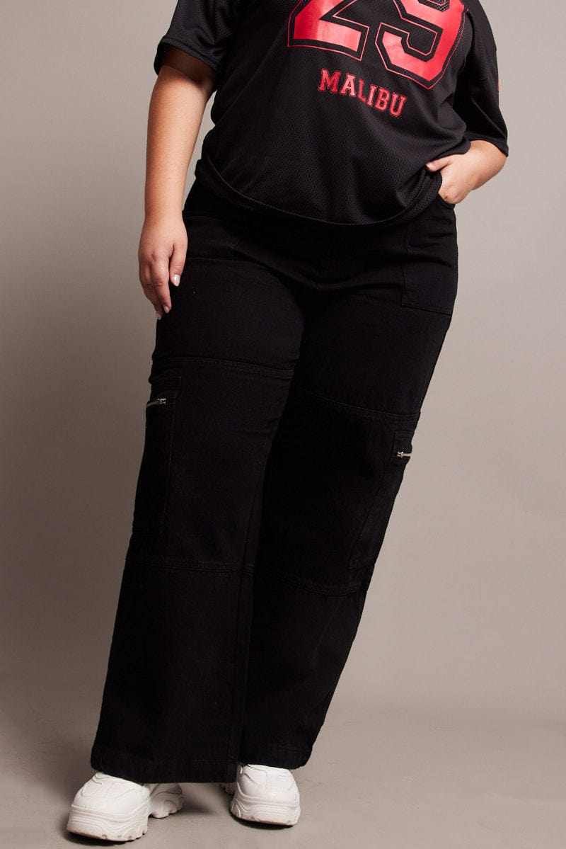 Black Cargo Jeans Mid Rise for YouandAll Fashion