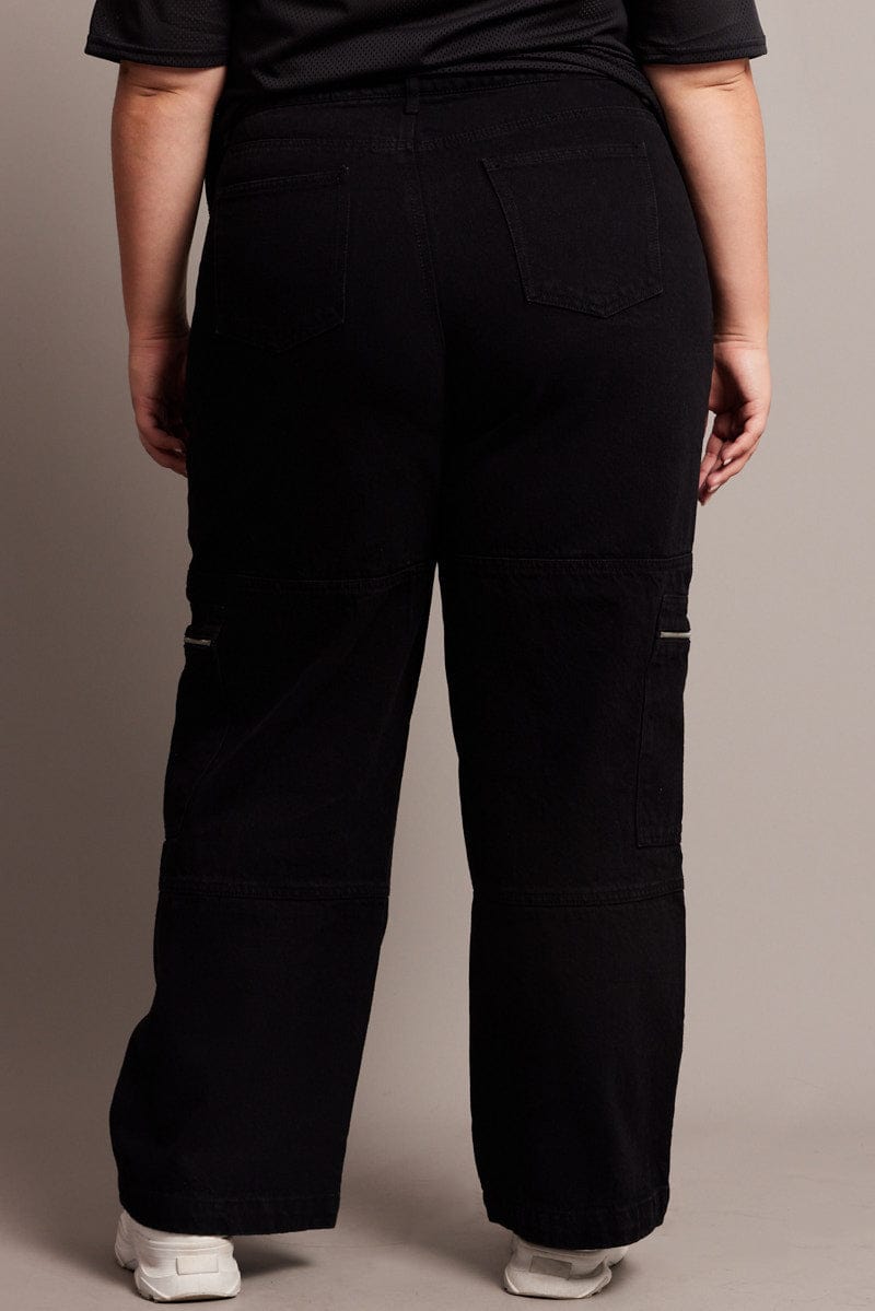 Black Cargo Jeans Mid Rise for YouandAll Fashion