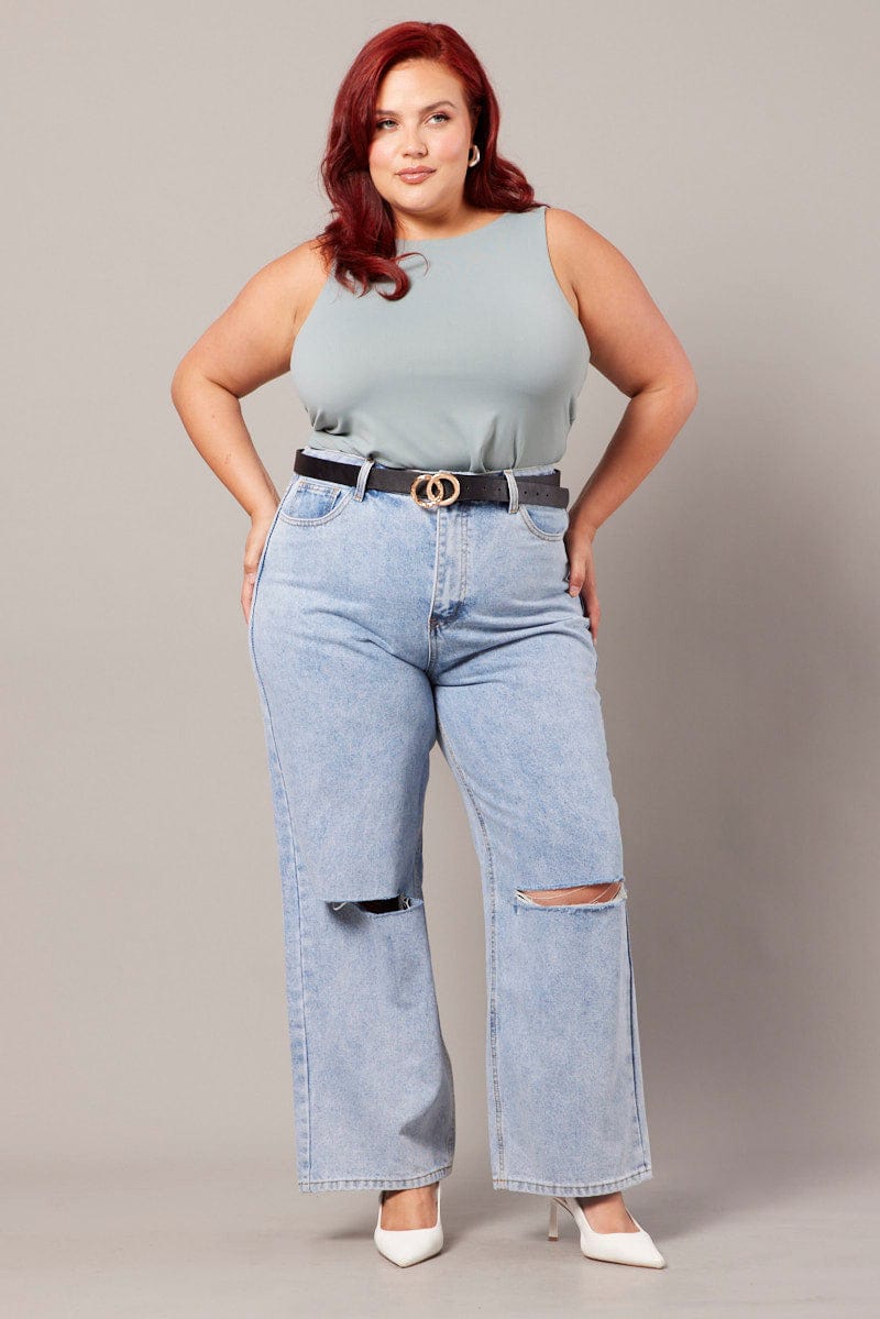 Denim Straight Jeans High Rise for YouandAll Fashion