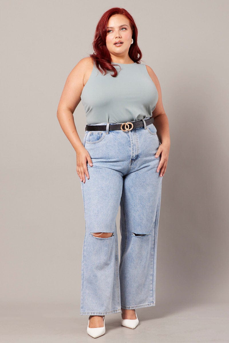 Denim Straight Jeans High Rise for YouandAll Fashion