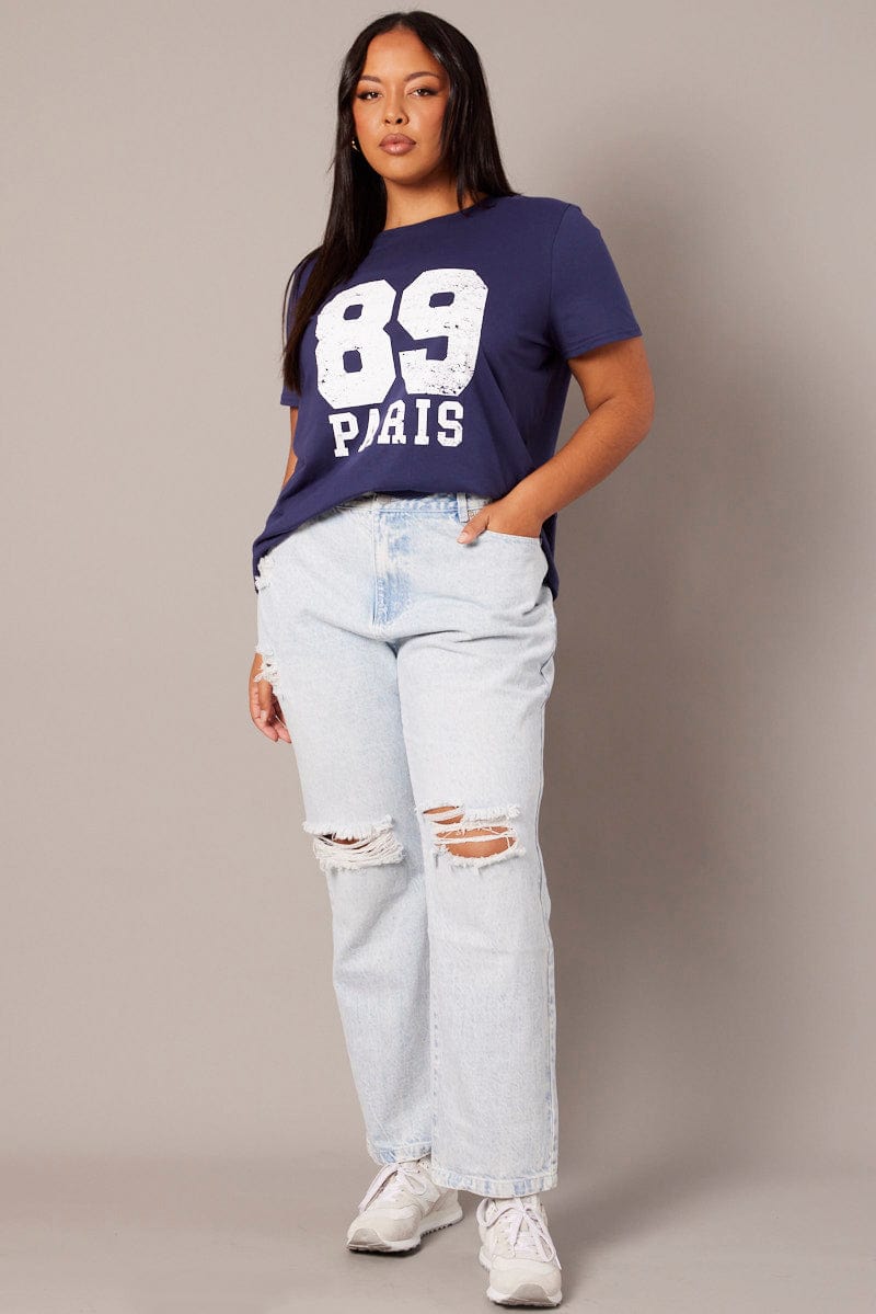 Denim Mom Jeans Mid Rise Distressed for YouandAll Fashion