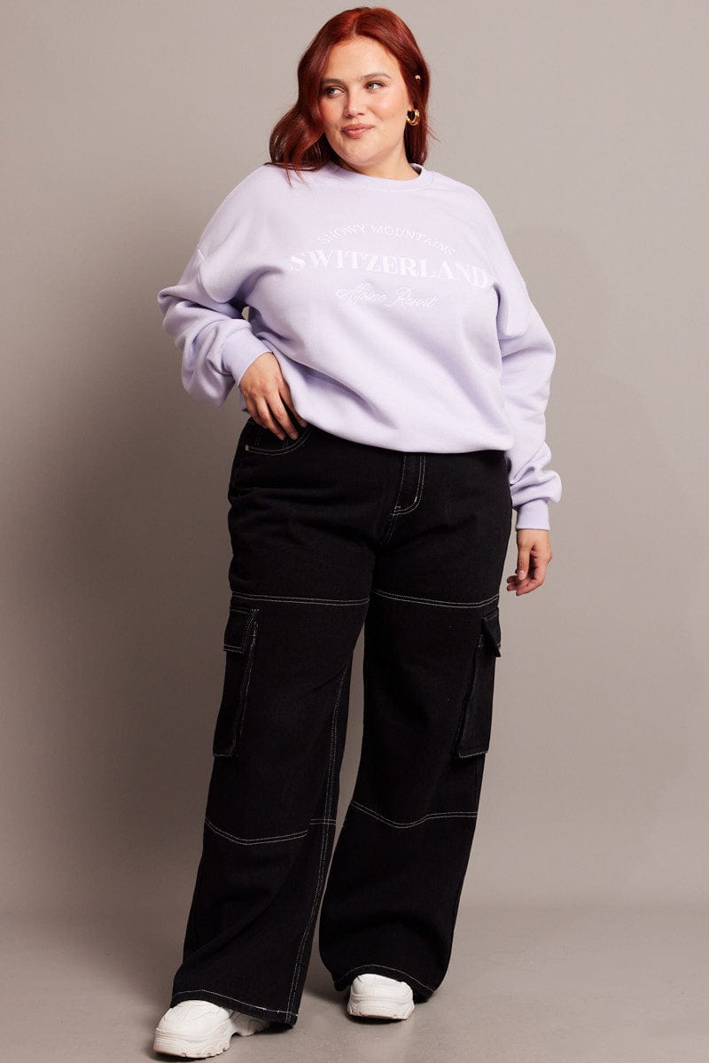 Black Cargo Jeans High Rise Wide Leg Contrast Details You All