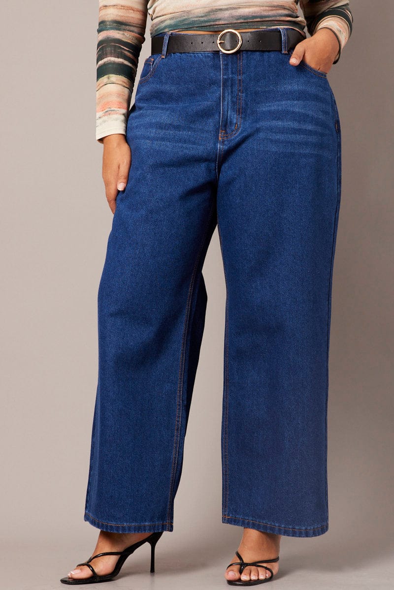 Denim Wide Leg Jeans Mid Rise for YouandAll Fashion