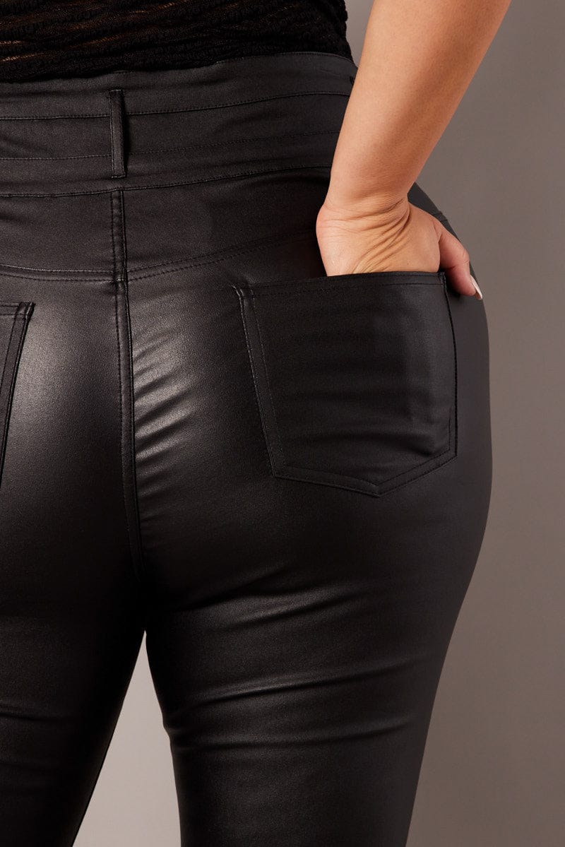 Leather Skinny Jeans Black High Waisted Leather Look Jeans Black