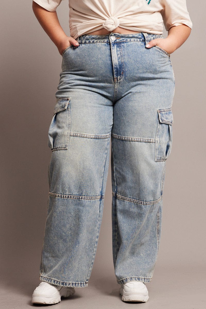 Denim Cargo Jeans High Rise for YouandAll Fashion