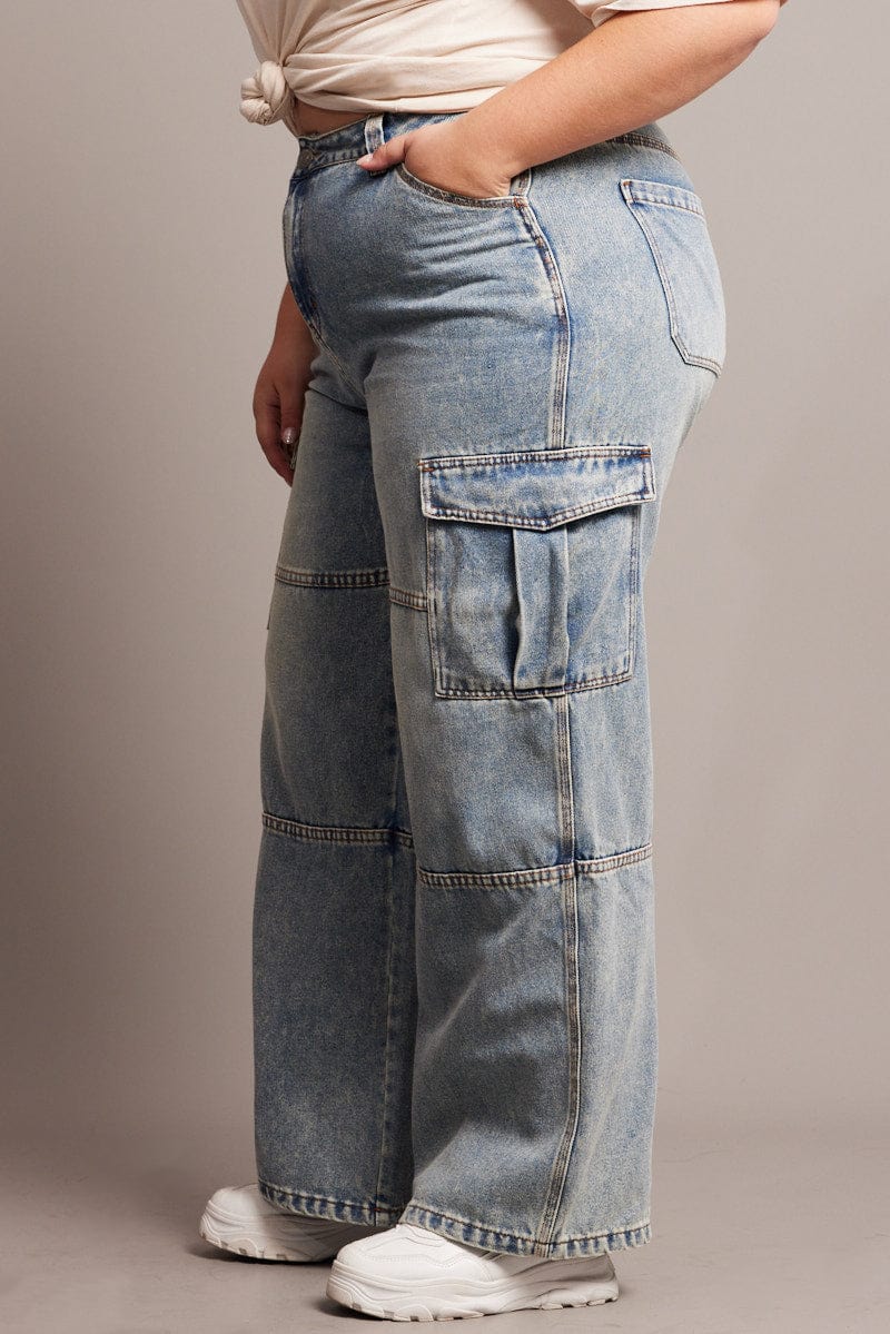 Denim Cargo Jeans High Rise for YouandAll Fashion