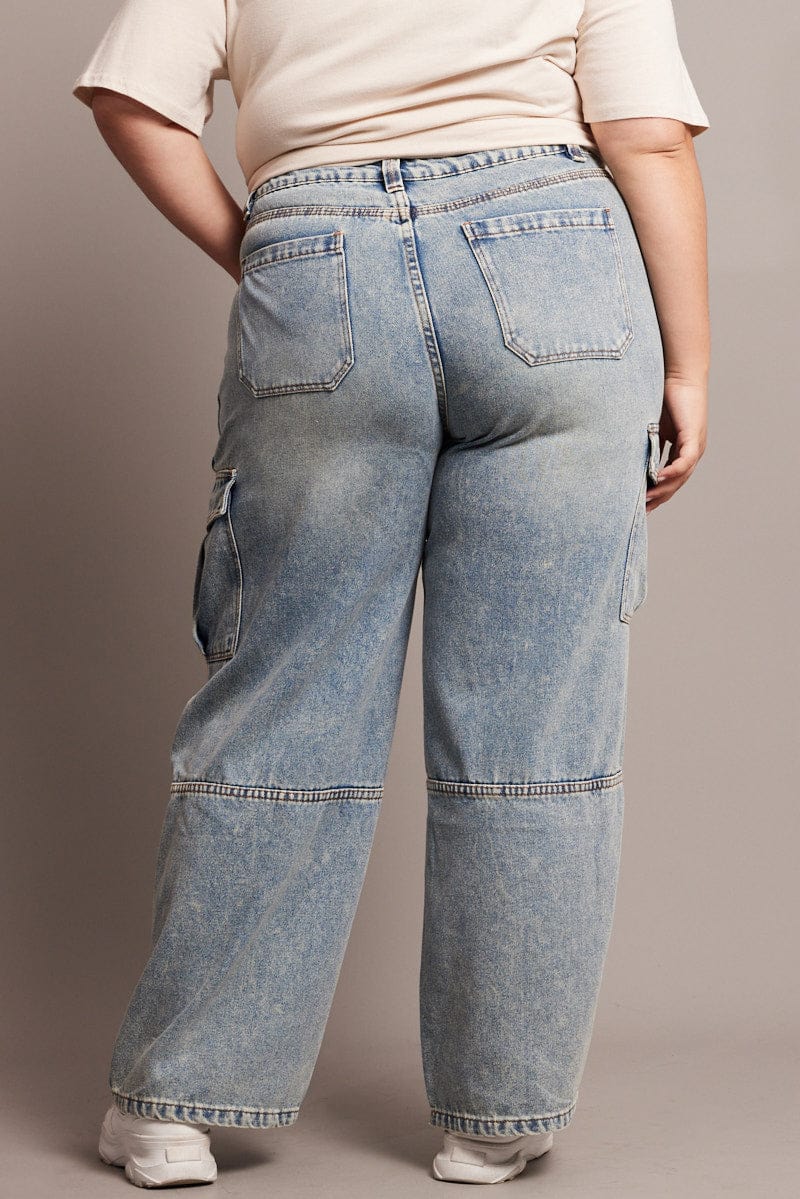 Denim Cargo Jeans High Rise for YouandAll Fashion