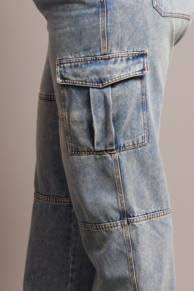 Denim Cargo Jeans High Rise for YouandAll Fashion