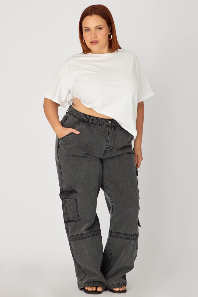 Denim Wide Leg Jean Cargo for YouandAll Fashion