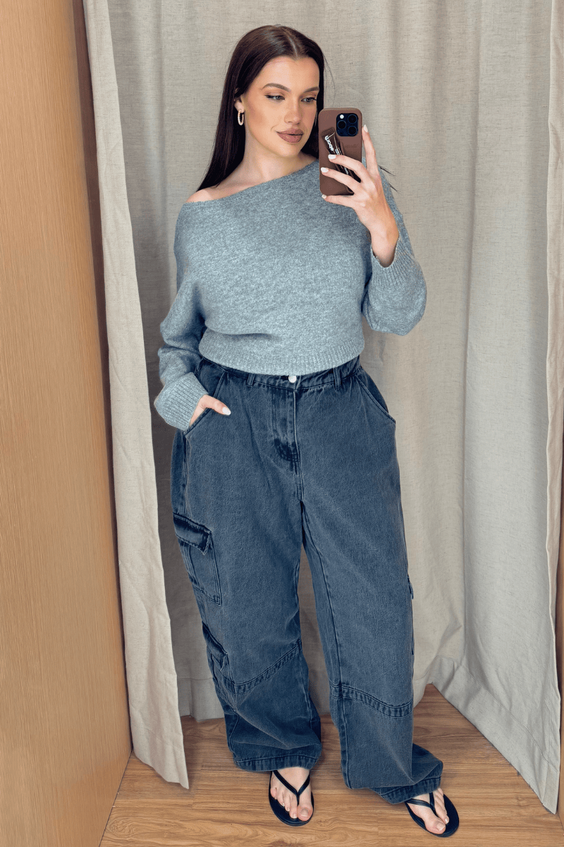Denim Wide Leg Jean Cargo for YouandAll Fashion