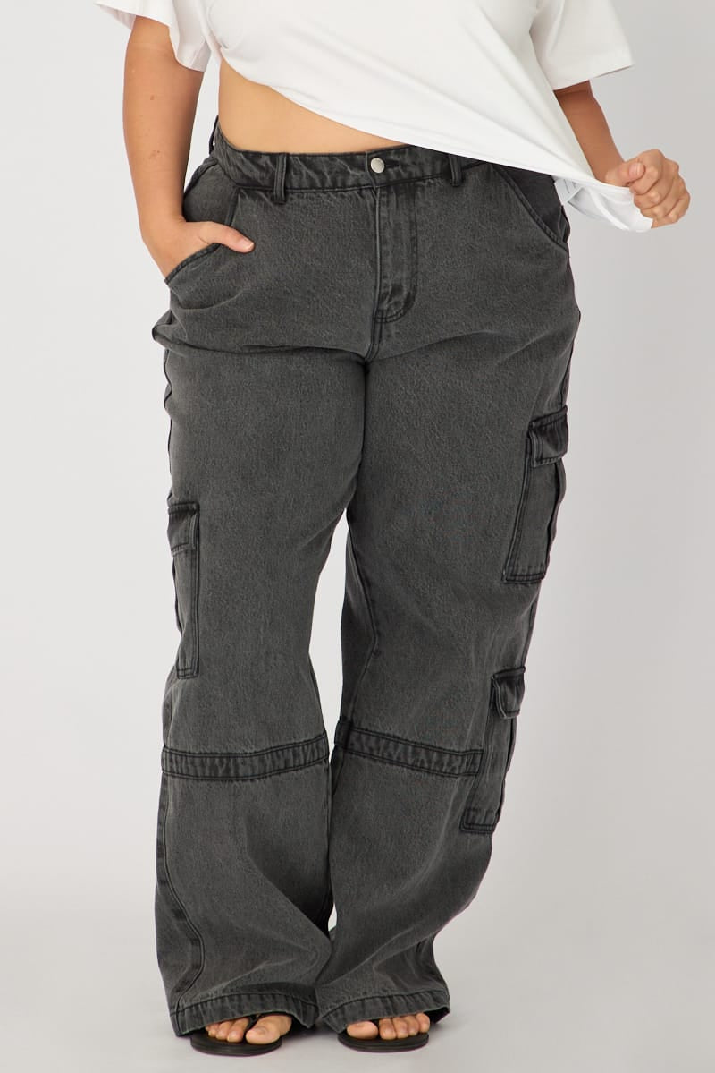 Denim Wide Leg Jean Cargo for YouandAll Fashion