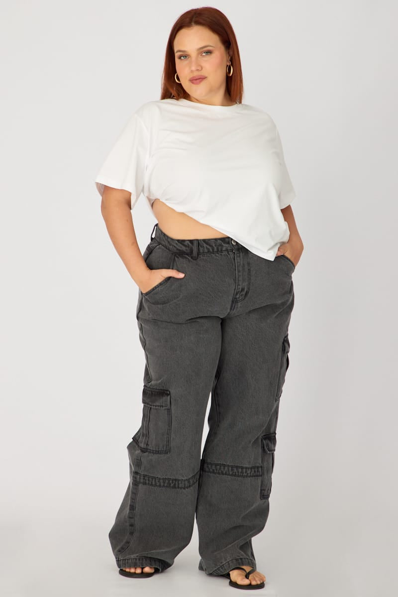 Denim Wide Leg Jean Cargo for YouandAll Fashion