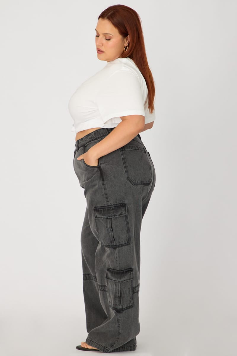 Denim Wide Leg Jean Cargo for YouandAll Fashion