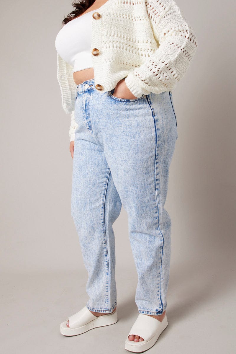 Denim Mom Jeans High Rise Acid Wash for YouandAll Fashion