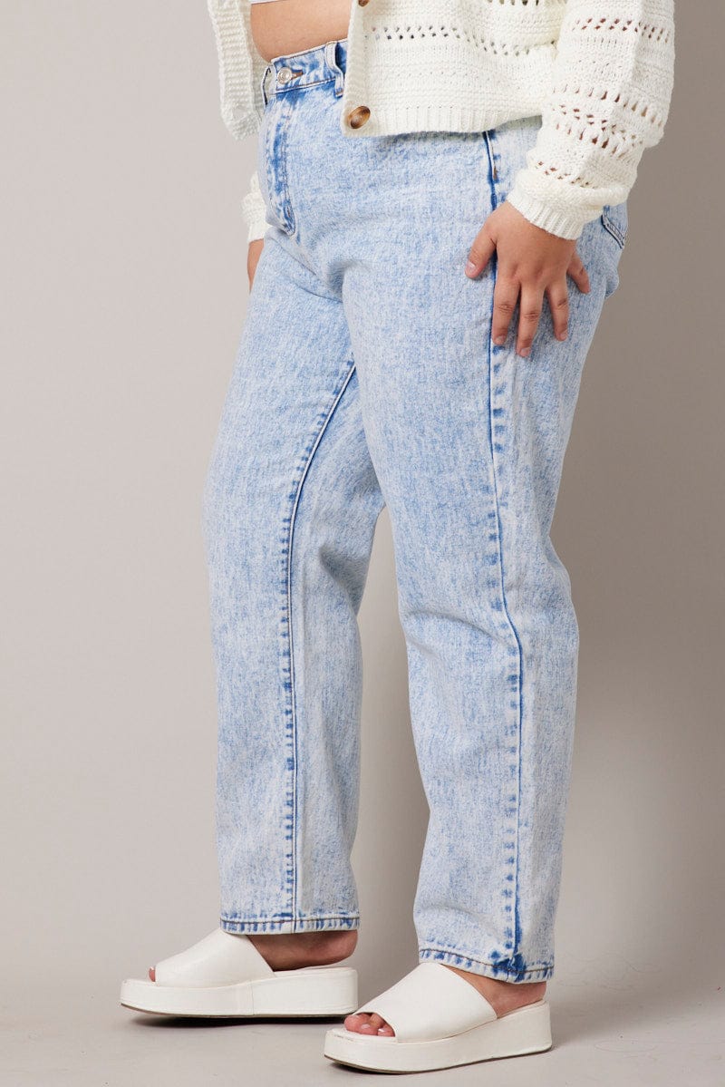 Denim Mom Jeans High Rise Acid Wash for YouandAll Fashion