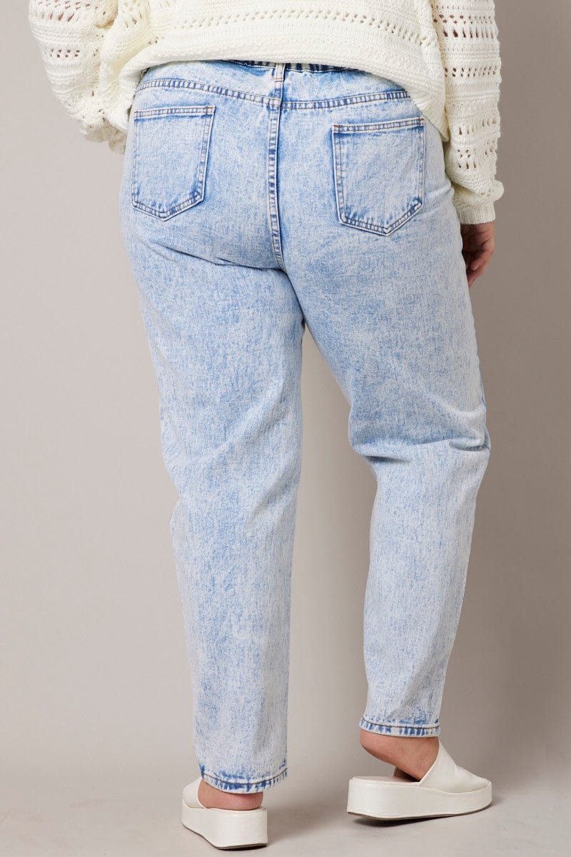 Denim Mom Jeans High Rise Acid Wash for YouandAll Fashion